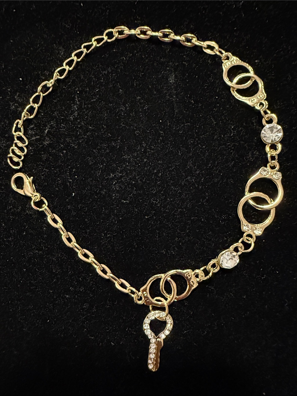 NWOT Gold Handcuffs & Key Charm Bracelet or Anklet-Fashion Jewelry
